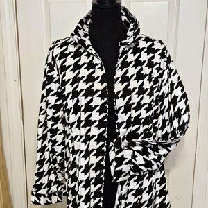 Black White Houndstooth Dressy Shirt Top 28W Plus Size
